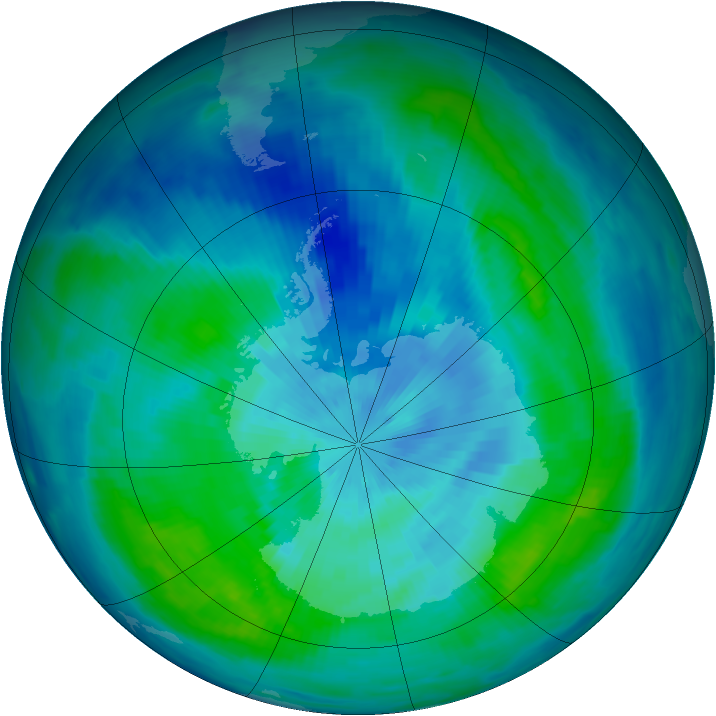 Antarctic ozone map for 16 March 1997
